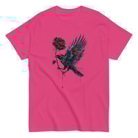 Image 4 of Unisex classic tee, Gothic Raven With Bleeding Red Rose Mystical Tee