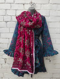 Image 7 of Wrap sari dress med to large navy pink