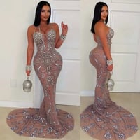 Vuenni Crystal Gown(Nude/Silver)