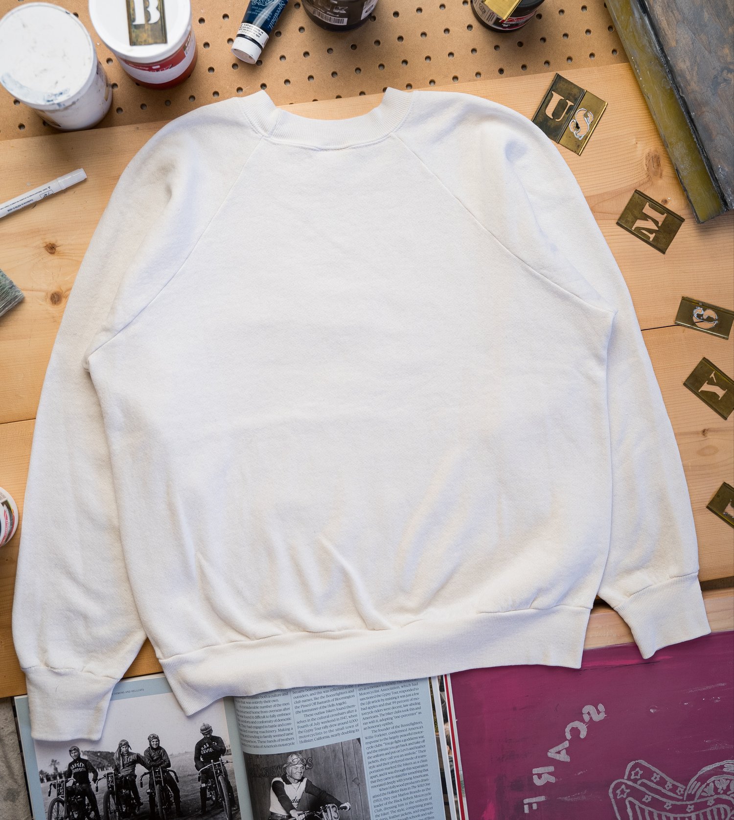 Image of Motor Club Raglan (large)-white  