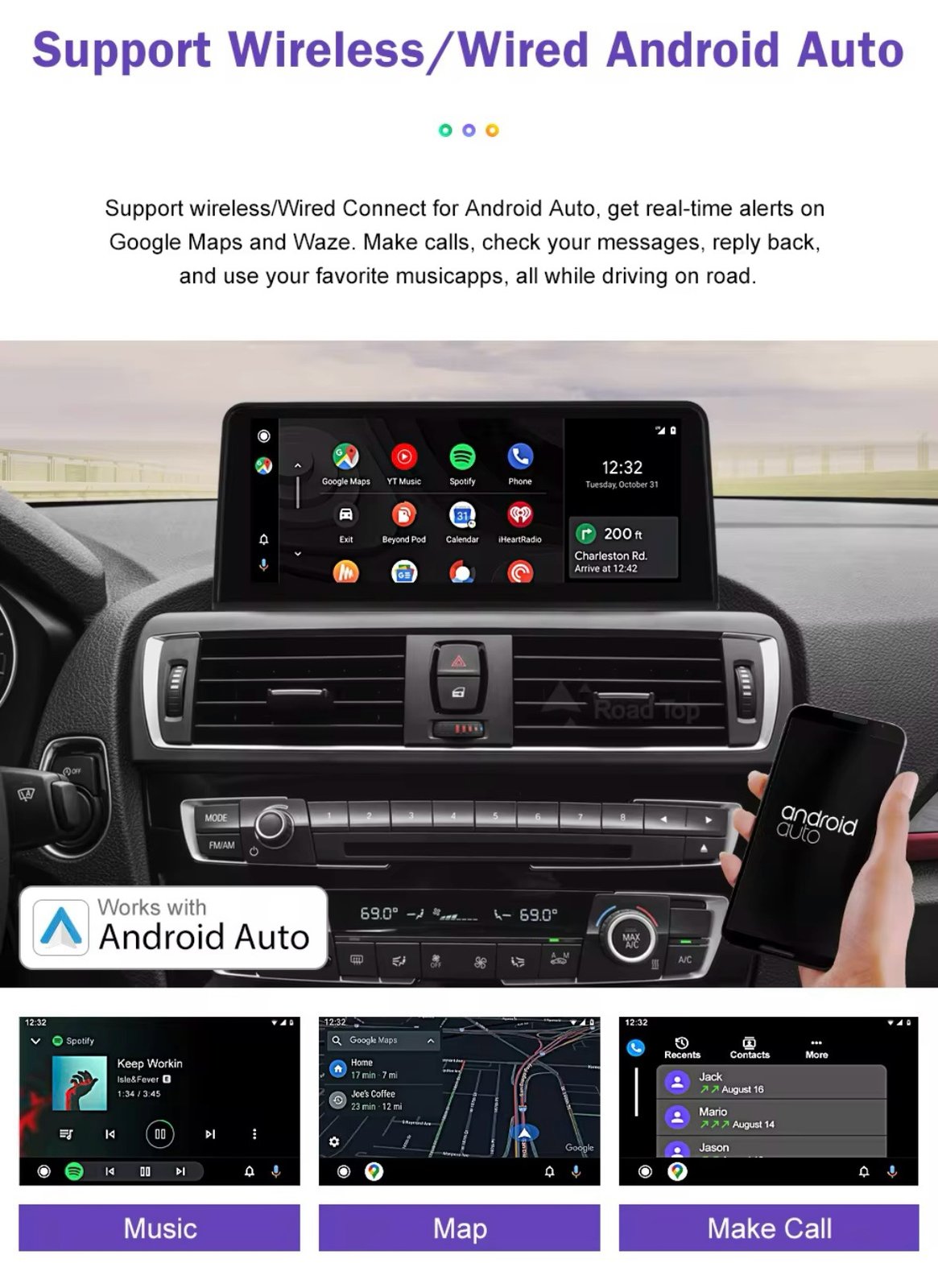 android 12 ナビ BMW用モニターの互換品 3 F30 F31 F35 熱く 4 F32