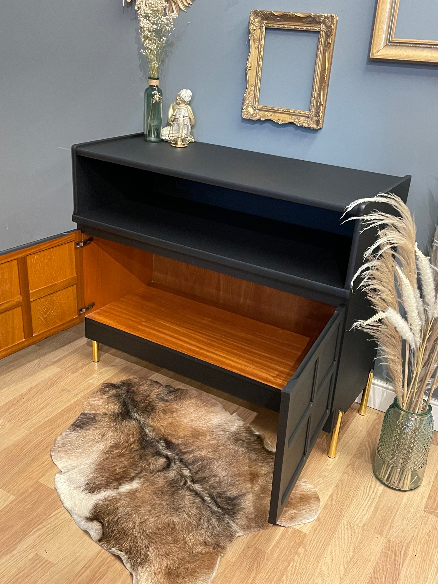 Image of Black Nathan sideboard with gold legs 