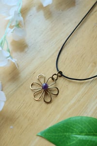 Image 1 of Brass + Amethyst Flower Necklace