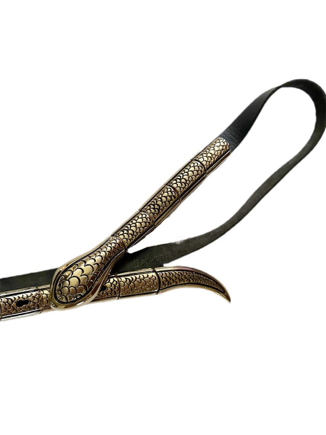 70s French snake belt leather and metal 