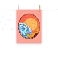 Image 1 of “Sunset Surf” Art Print – Retro Wave Poster with Coastal Sunset Vibes