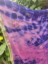 Image 2 of Poncho Woodstock Top -free size -purple pink tie dye