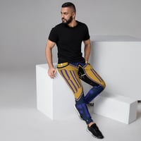 Image 1 of BOSSFITTED Navy Blue and Gold AOP Men's Joggers