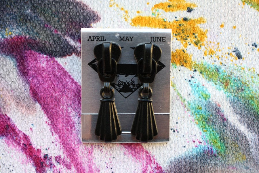 Image of Black Tassels, Zipper Pull Earrings