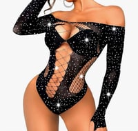 Image 1 of Long Sleeve Rinestone Bodysuit 