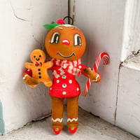 Gingerbread Gal with Candy Cane and Baby Gingerbread