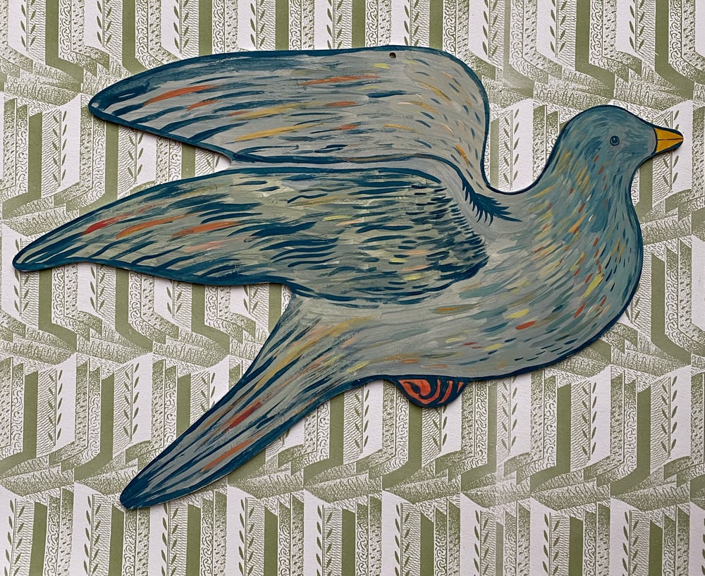 Image of Large painted wooden bird A