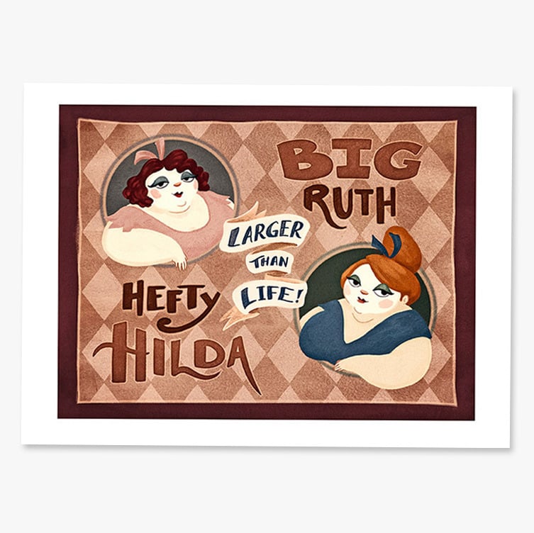 Hefty Hilda & Big Ruth - A4 Print / Rebecca Hayes