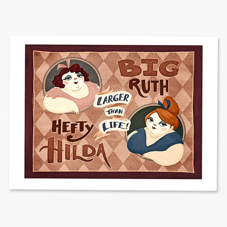 Image of Hefty Hilda & Big Ruth - A4 Print