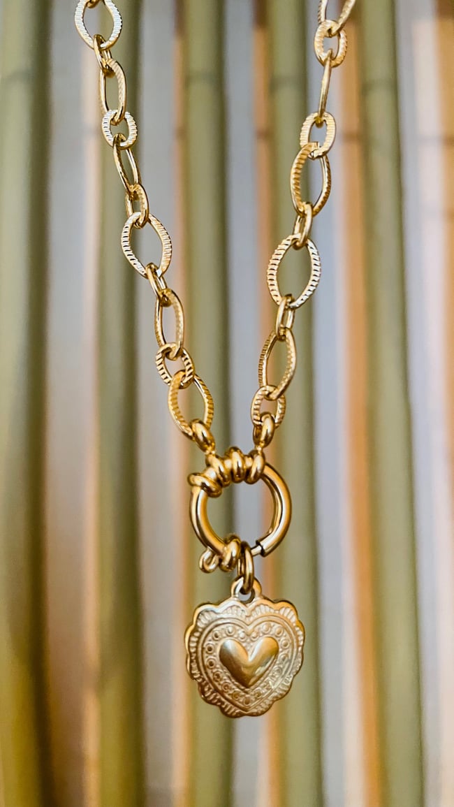 DUNE | Collier chaîne martelée & pendentif ou médaille amovible