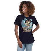 Image 1 of I Ride With Jesus Surfing Dark Women's Relaxed T-Shirt