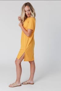 Image 2 of On The Daily  Oversized Slit Tee Dress- Mustard