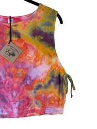 Image 3 of S 100% Cotton Woven Side-Tie Top in Euphoria Watercolor Ice Dye