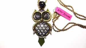 Image of Betsey Johnson Creepy Critter Large Owl 32" Long Necklace