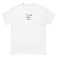 Image 1 of PROTECT TRANS YOUTH  - Embroidery Tee (rainbow)