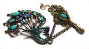 Image of Kiss Me Turquoise Glitter Peacock 32'' Long Necklace