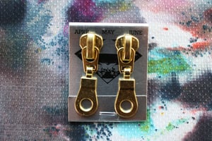 Image of Gold Holes (Big), Zipper Pull Earrings
