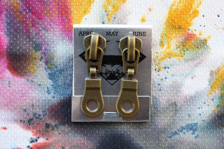 Image of Bronze Holes (Big), Zipper Pull Earrings