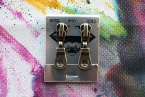 Image of Dark Silver Holes (Small), Zipper Pull Earrings