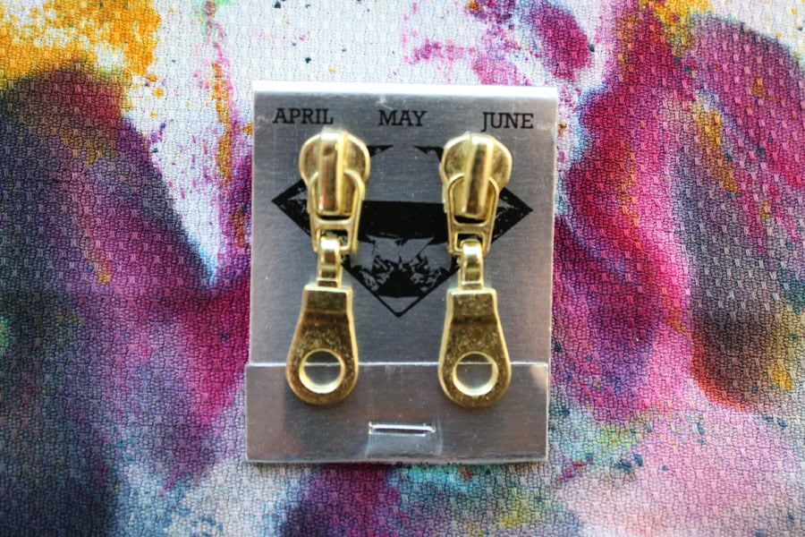 Image of Gold Holes (Small), Zipper Pull Earrings