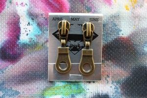 Image of Bronze Holes (Small), Zipper Pull Earrings