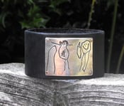 Image of YOUR CHILD'S ARTWORK - Fine Silver on Black Leather Cuff