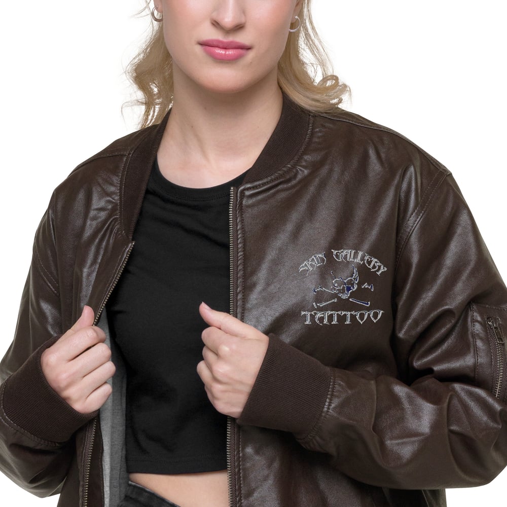 Skin Gallery Tattoo Leather Bomber Jacket