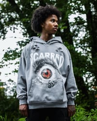 Image 2 of "Scarred" Distressed Sun Wash Hoodie
