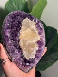 Image 7 of SUGAR COATED CALCITE IN AMETHYST ON STAND -URUGUAY-