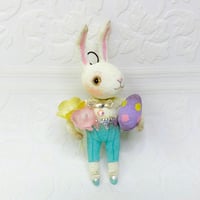 Image 1 of Small White Bunny with Egg and Florals