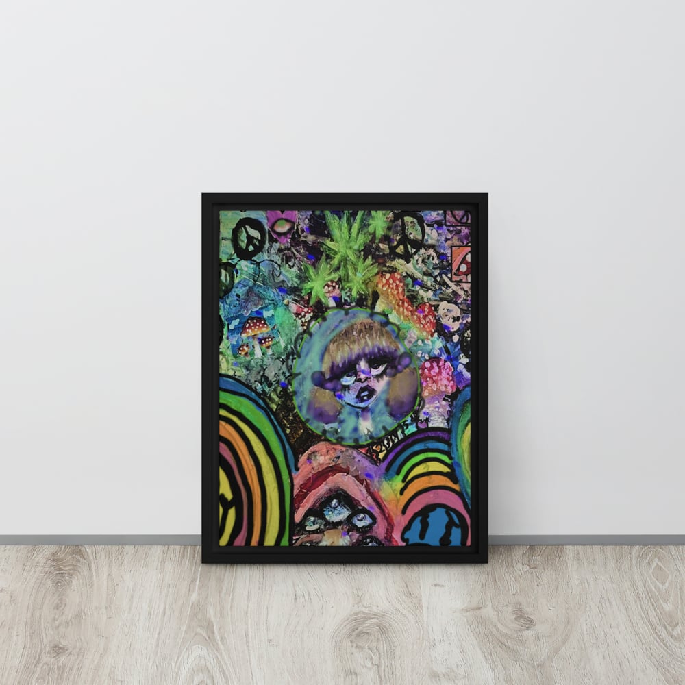 Image of "Edible Nightmare"  Trippy Abstract Framed canvas