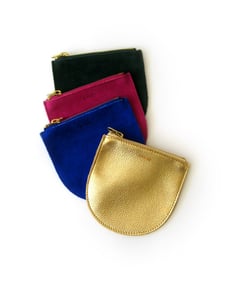 Image of Baggu Small Leather Pouch - Emerald Suede