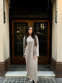 Image 1 of Taupe sculpt abaya 