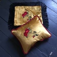Image 5 of Gold Velvet Red Rose Cushion
