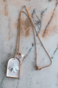 Milky pale bluebird necklace 