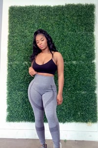 Image 4 of High waist squat proof leggings (charcoal grey)