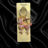 NWT Natasha Dog  Princess Rhinestone Keychain Key Ring & Clip #37