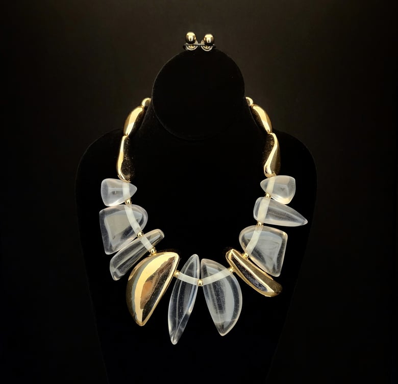 Image of Clear & Gold Abstract Necklace Set