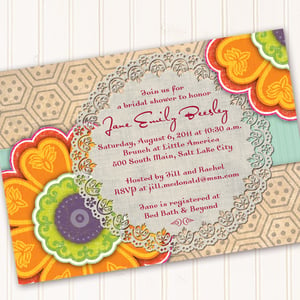 Image of IN124 honeycomb and floral invitation