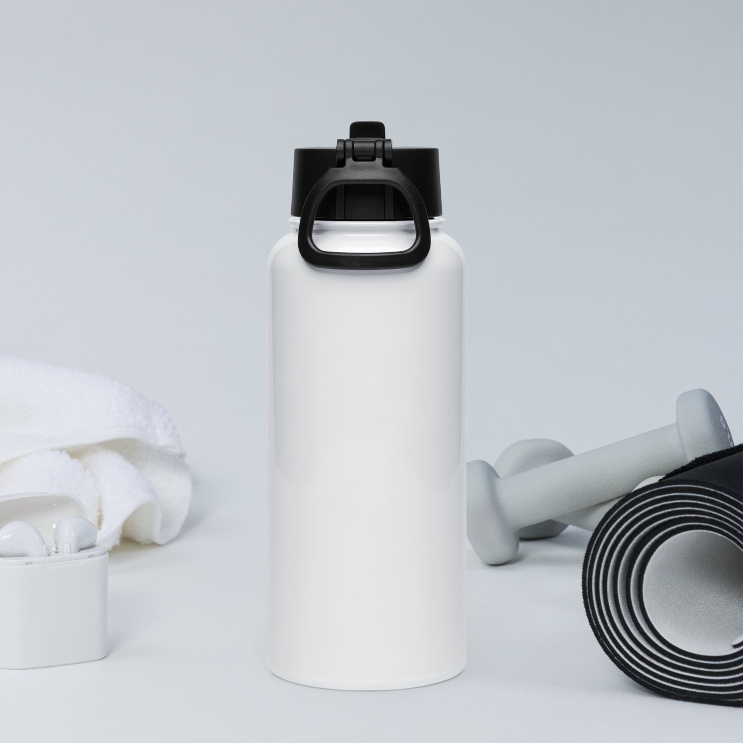 Image of Stainless steel water bottle with a straw lid