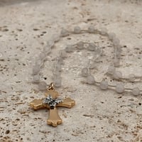 Image 1 of Rose Quartz Butterfly Cross Necklace