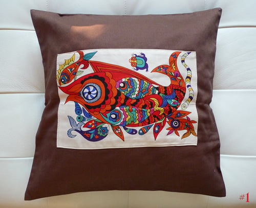 Image of folk art throw pillow cases -1