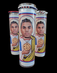 Image 1 of Keon Coleman Buffalo Bills prayer candle with friendship bracelet