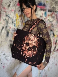 Image 3 of “RAGE” BLEACH PAINTED BLACK CANVAS TOTE