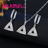 Image 4 of Fashion Shining Style Irregular Modeling Triangel Shape Wedding Jewlery Set For Women  Silver Neckla