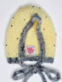 Image 5 of Sofie and Iris Butter Yellow and Grey Mohair Beaded Bonnet